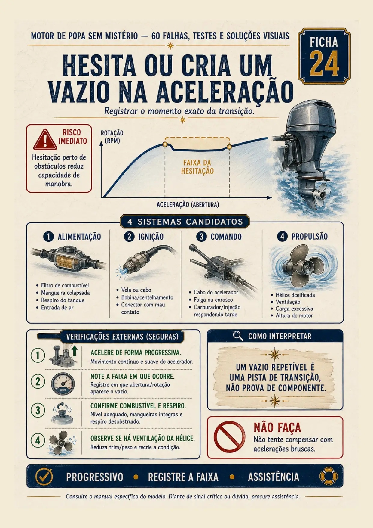 Ficha visual sobre falha ou hesitação ao acelerar
