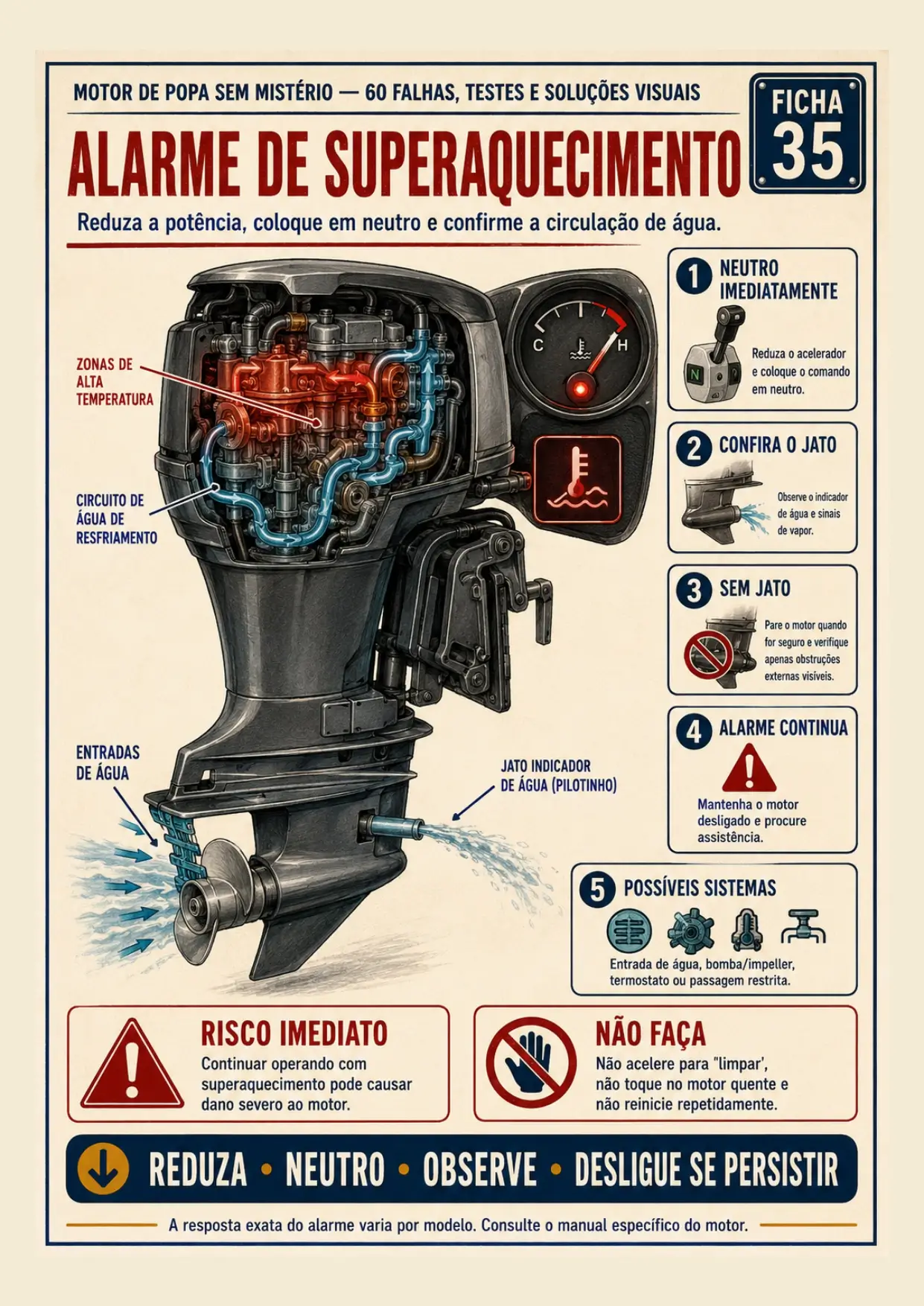 Ficha visual sobre alarme de superaquecimento