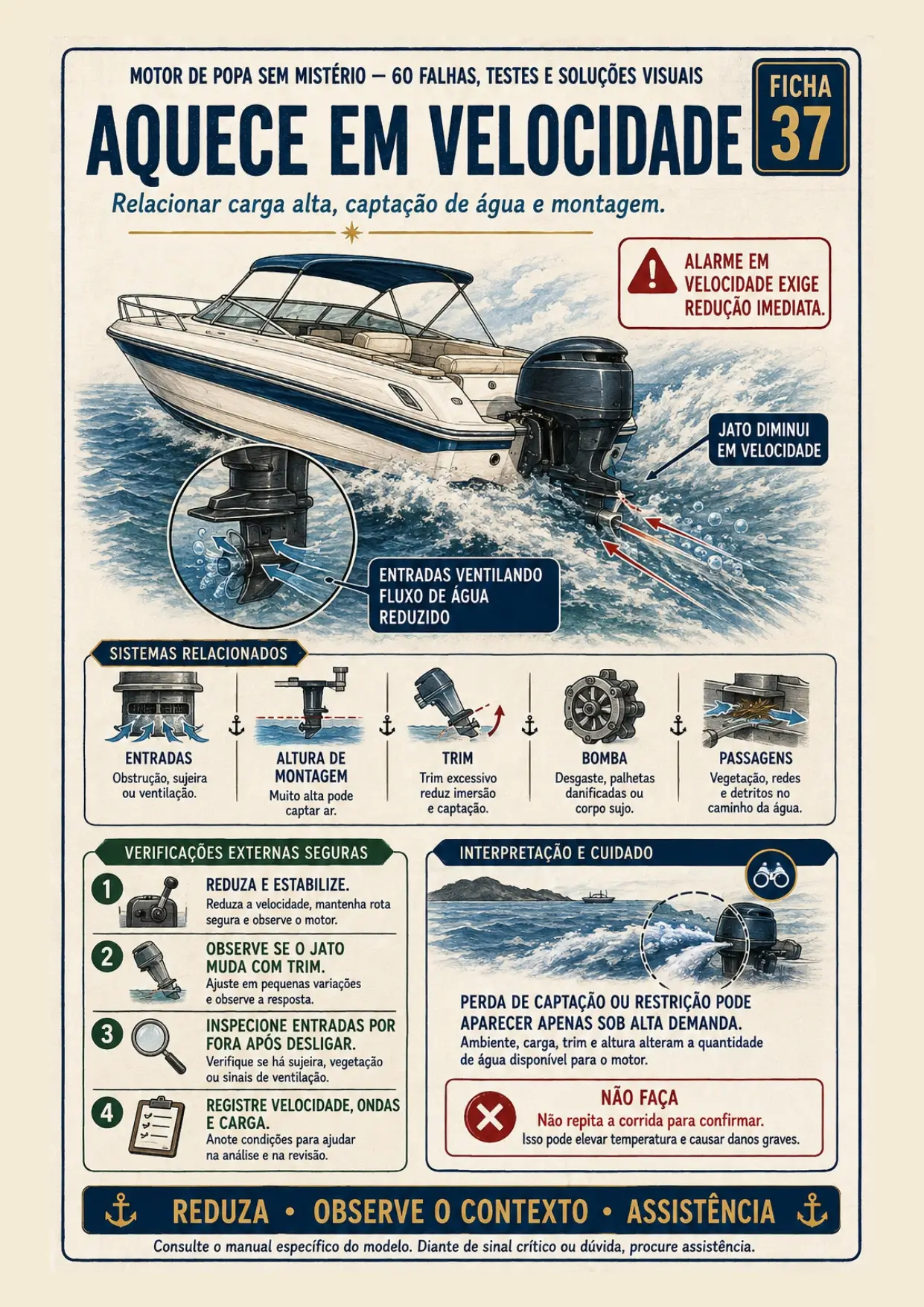Ficha visual sobre motor aquecendo em velocidade